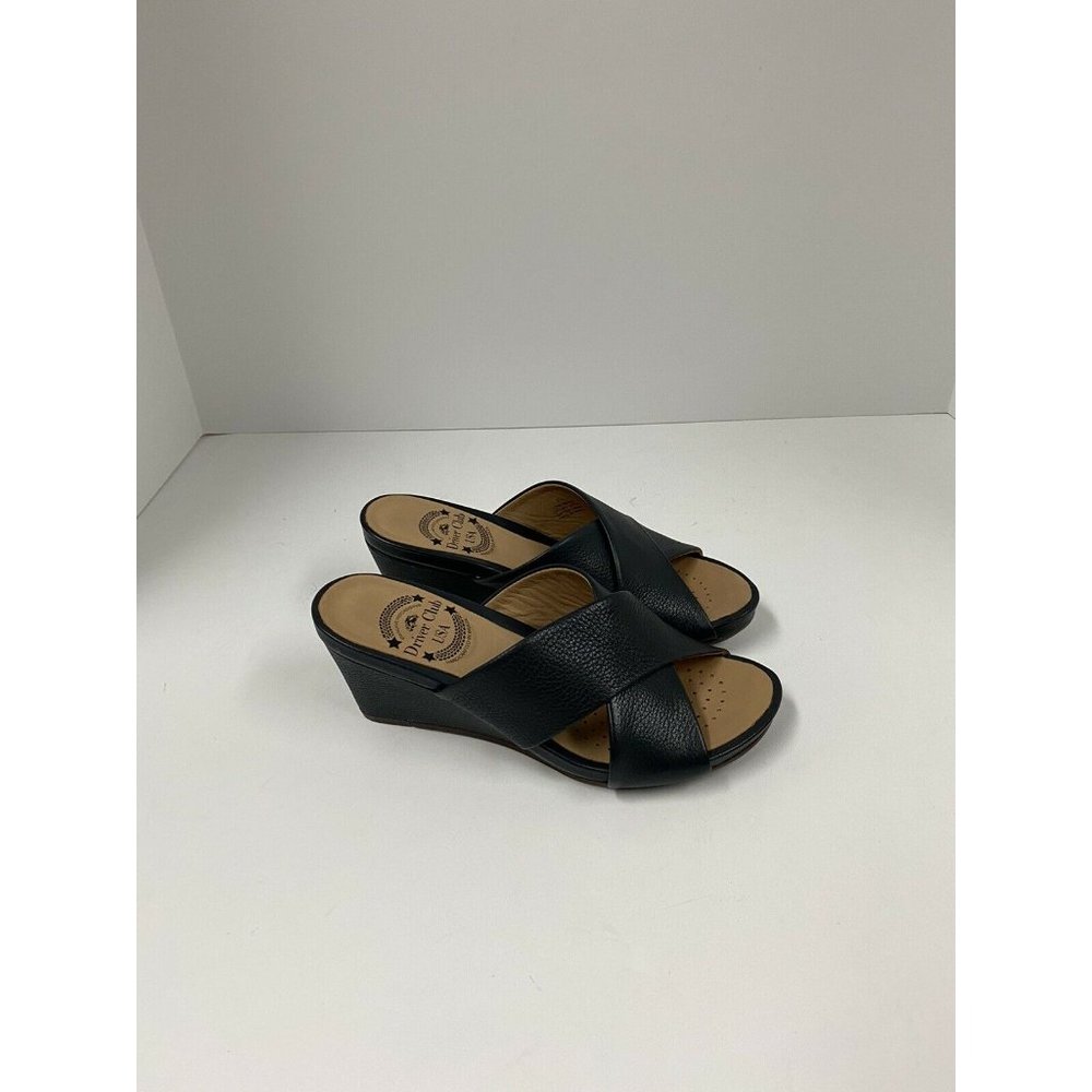 driver club usa wedge sandals womens 5.5 blue